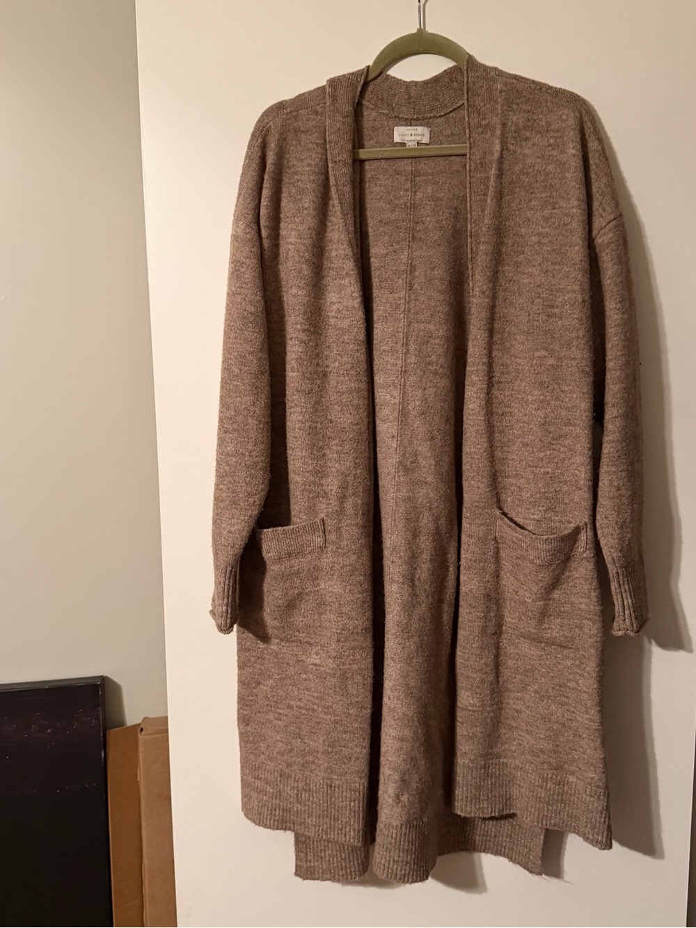 Lucky Brand Taupe Open-Front Long Cardigan